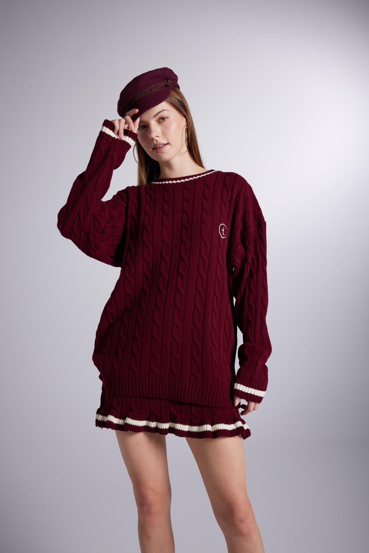 Harold Knitted Sweater Claret Red