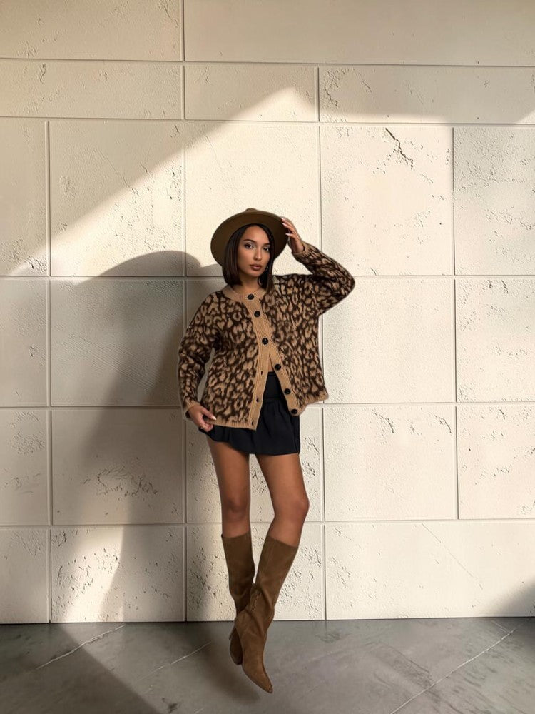 Leopard knitted cardigan