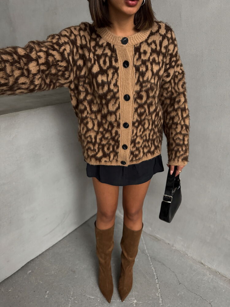 Leopard knitted cardigan