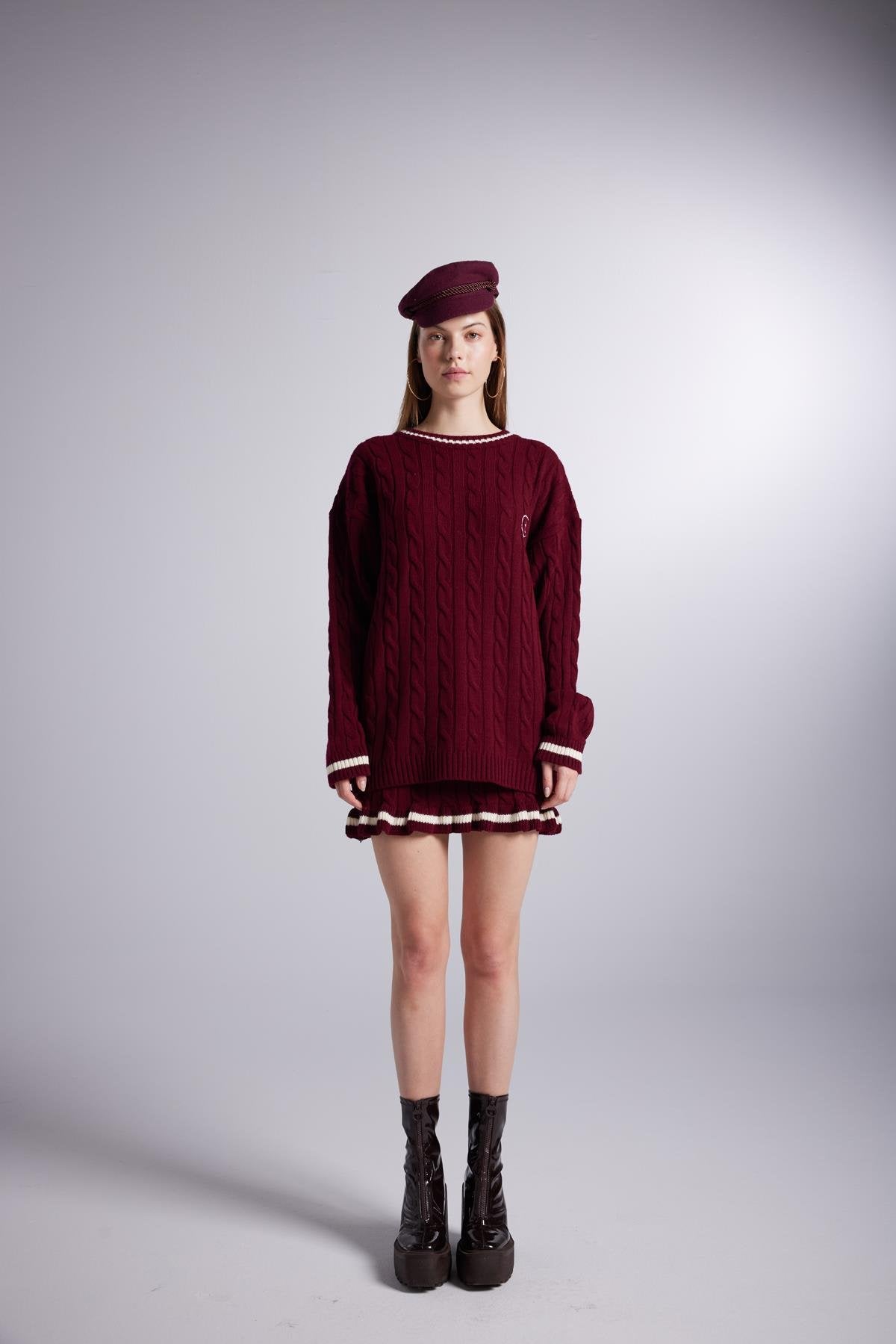 Harold Knitted Sweater Claret Red