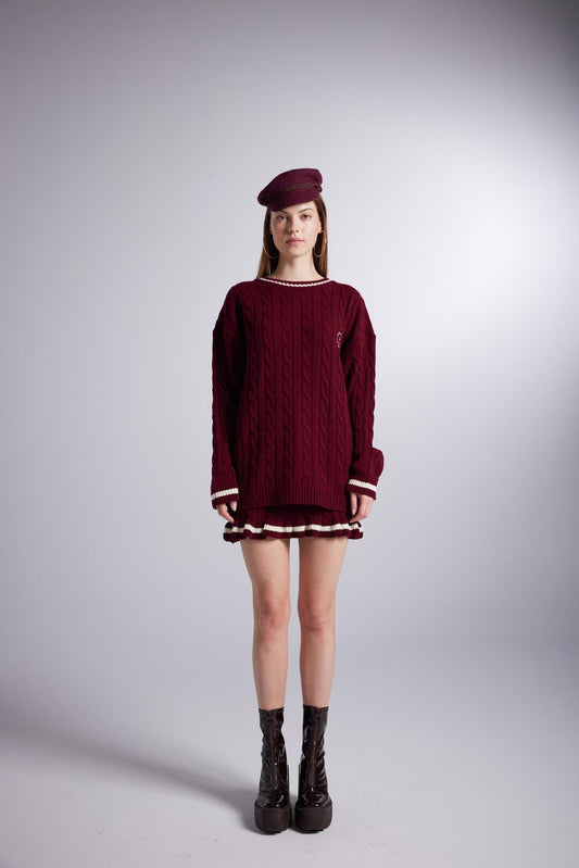 Harold Knitted Sweater Claret Red