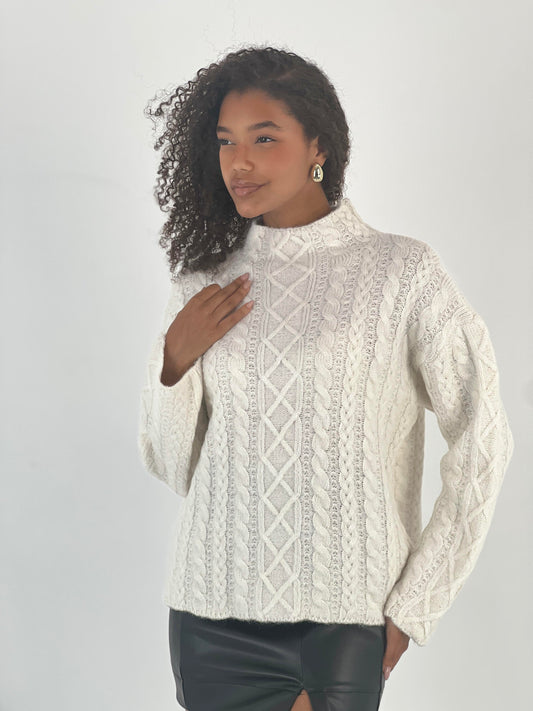 White sweater casual Retro
