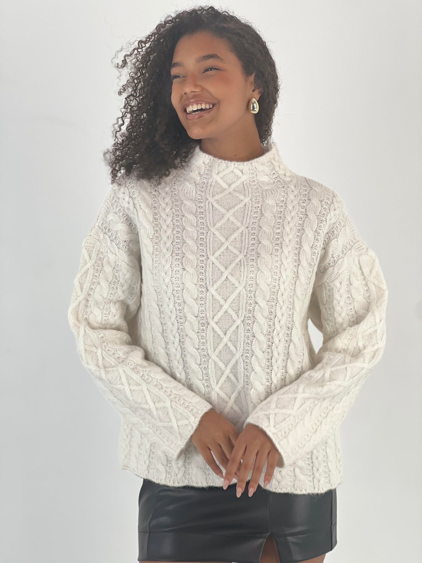 White sweater casual Retro