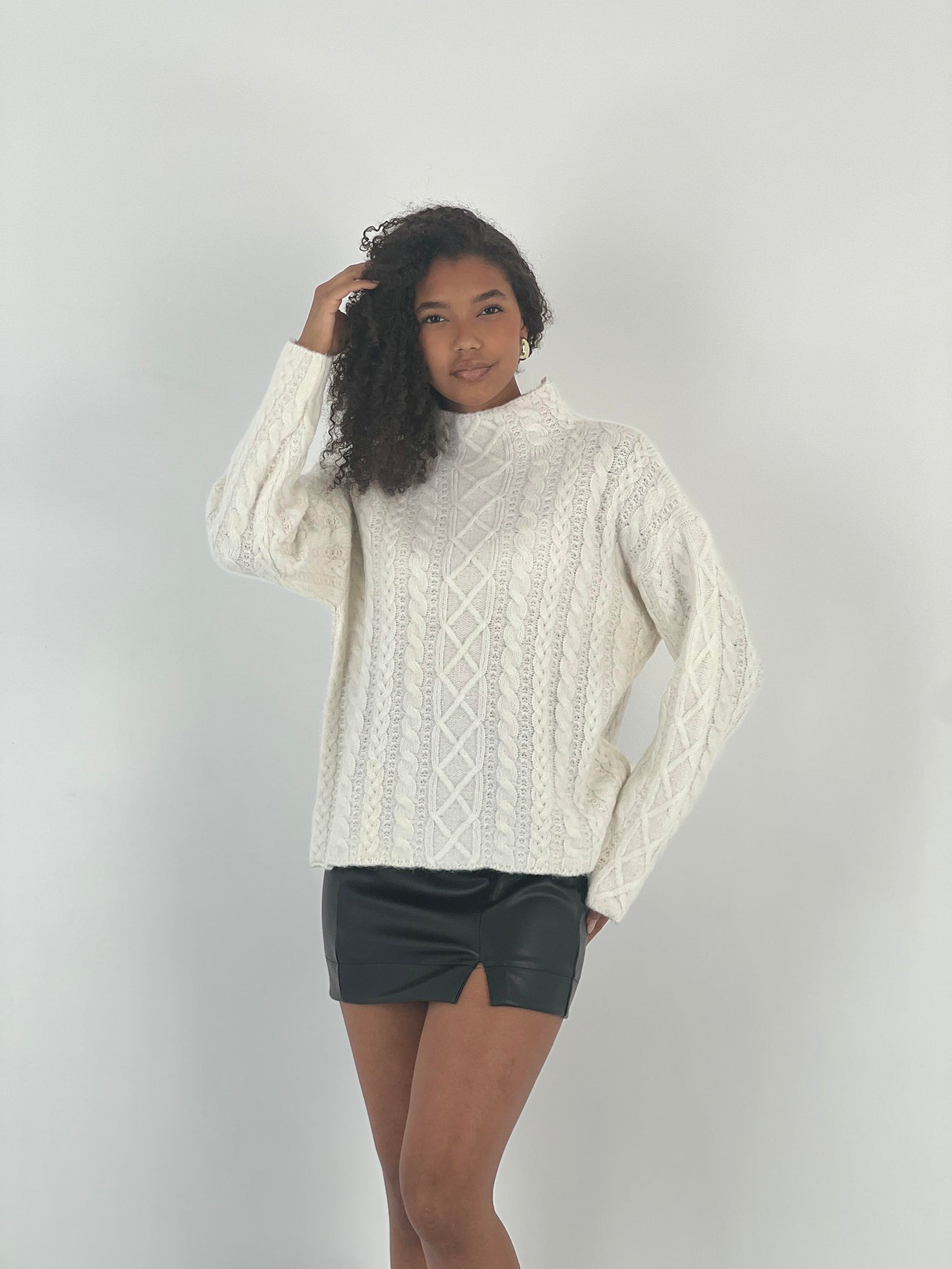 White sweater casual Retro