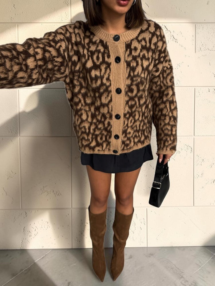 Leopard knitted cardigan