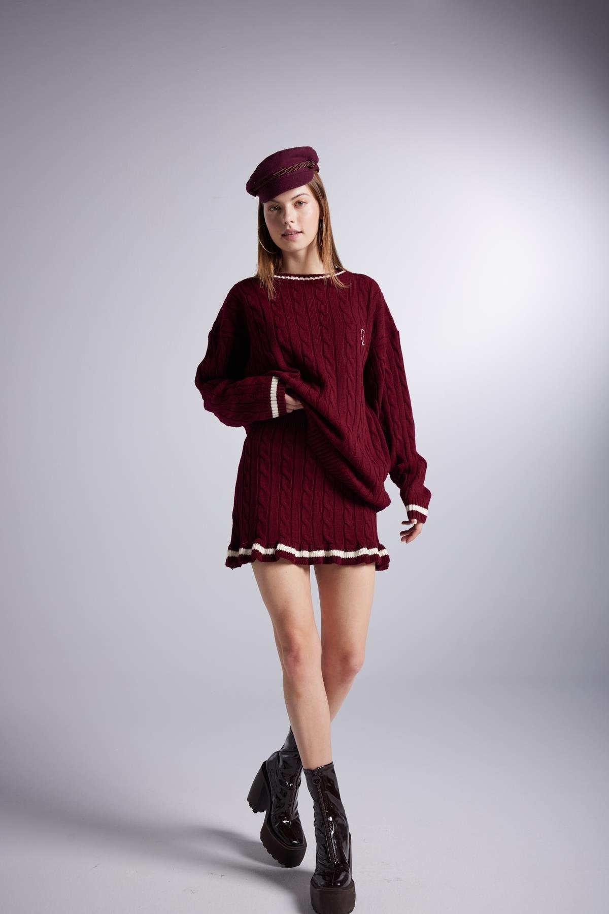 Harold Knitted Sweater Claret Red
