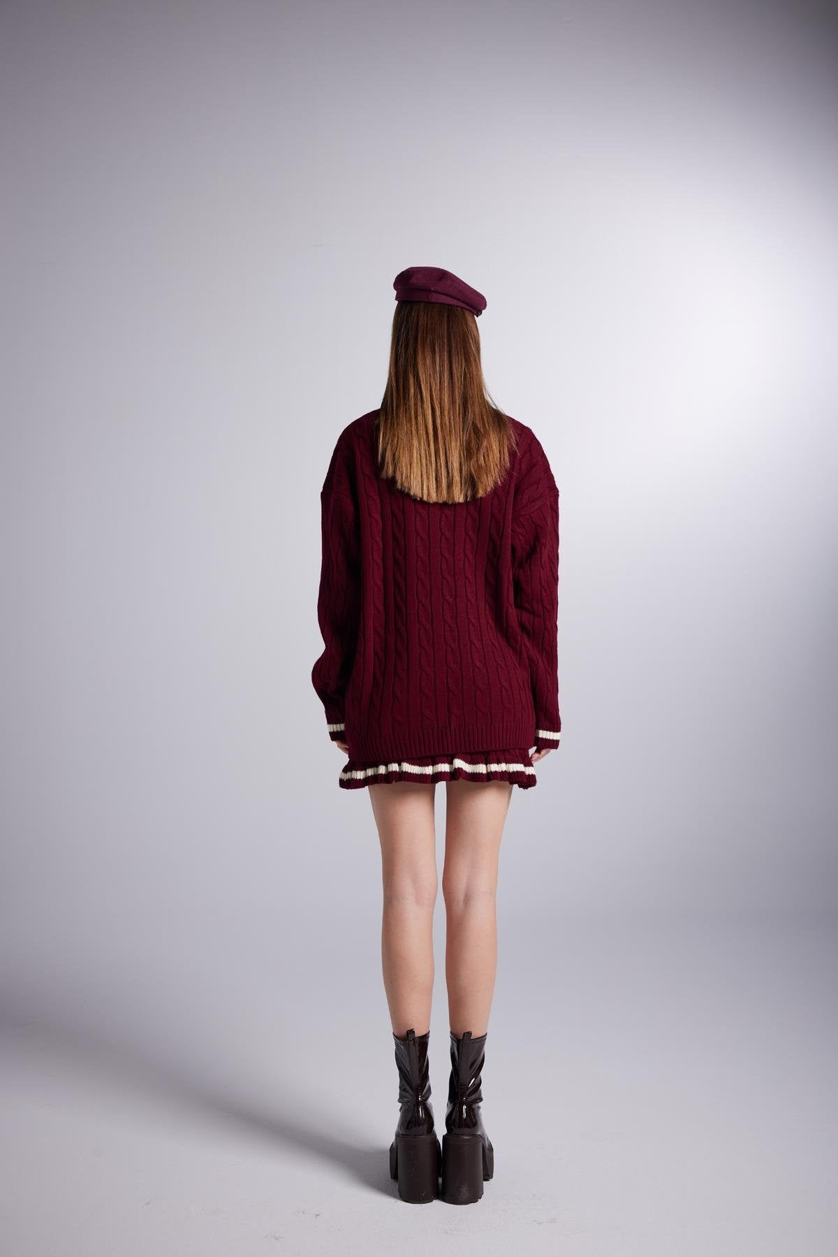 Harold Knitted Sweater Claret Red